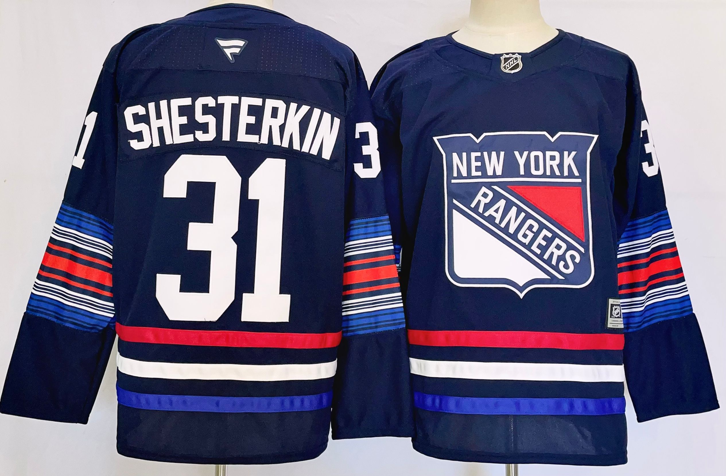 Men New York Rangers 31 Shesterkin Drak Blue 2025 Home Premier Player NHL Jersey